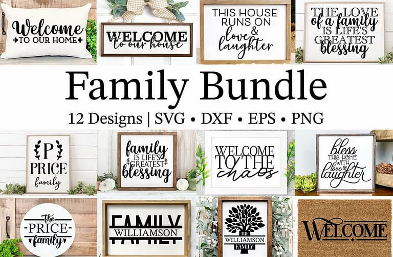 Set of 12 Free Family SVG Bundle