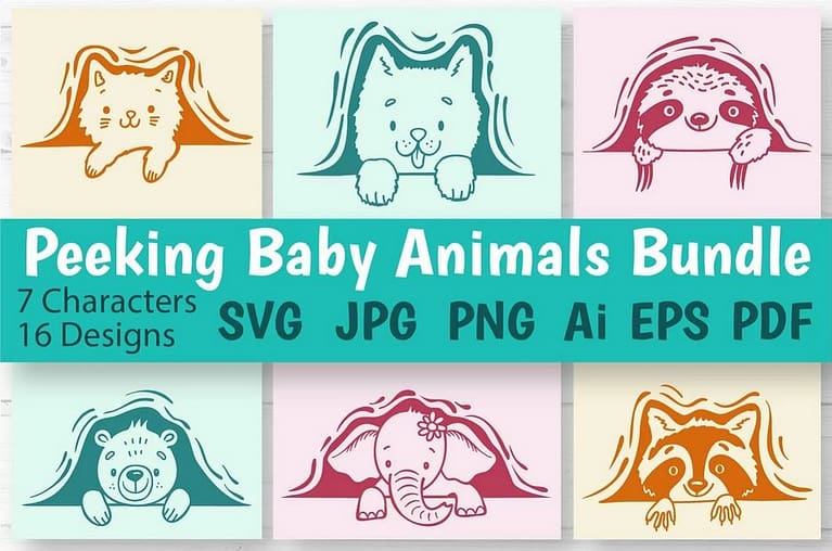 Peeking Baby Animals SVG Cut Files Bundle