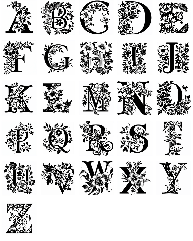 Free Floral Alphabet SVG File